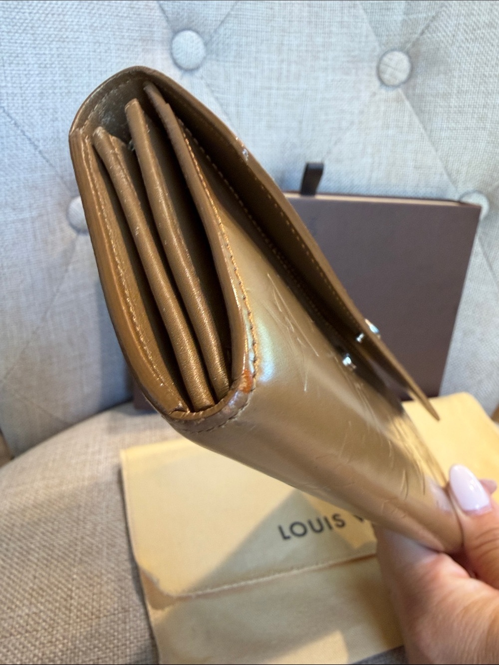 LOUIS VUITTON MONOGRAM MATTE Vernis BRONZE LONG WALLET Rare Finish w Box & Dusty - Picture 7 of 12
